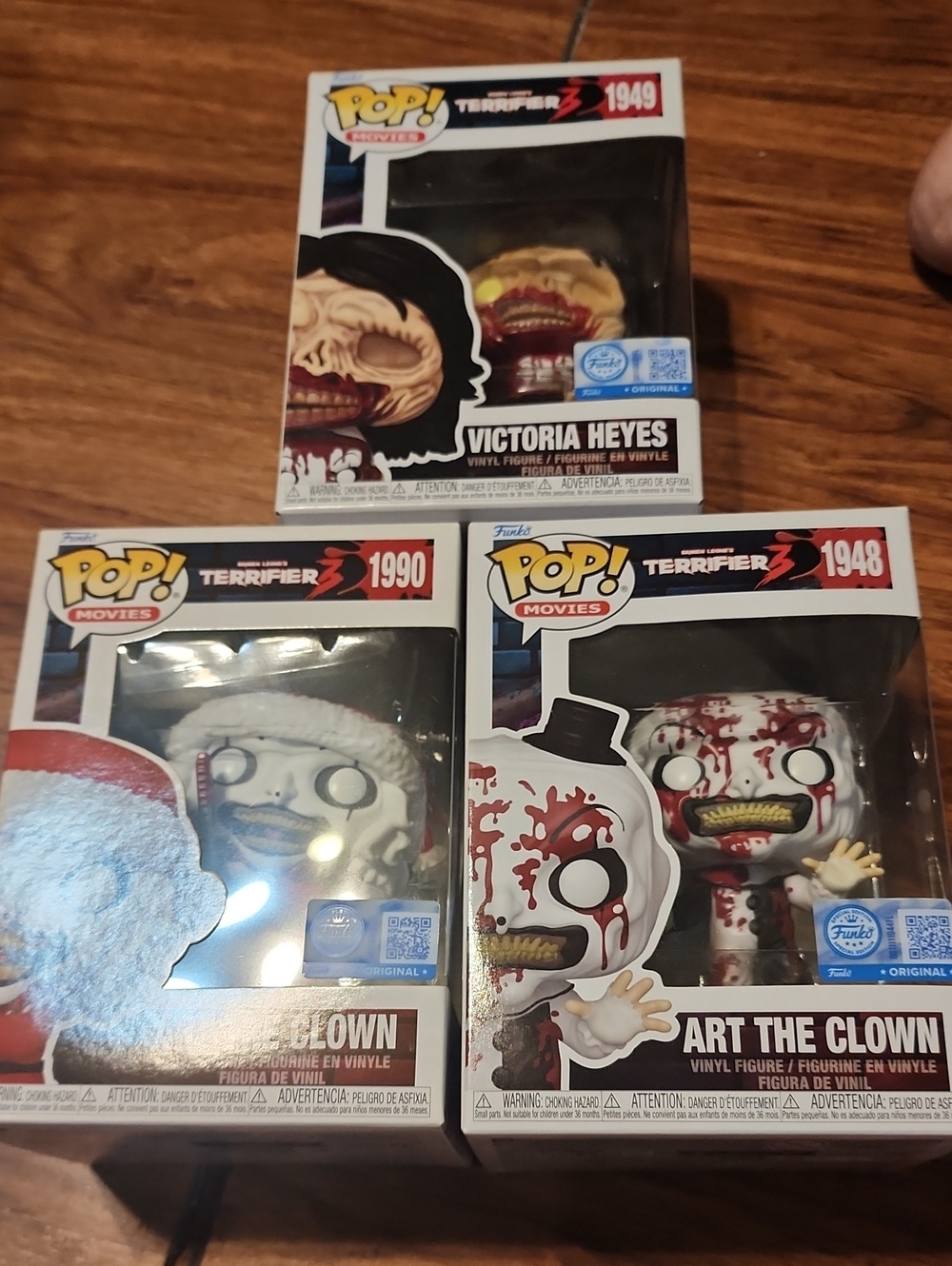Terrifier 3 Funkos - Trio Including Victoria Heyes. Bnib And Ready To display.